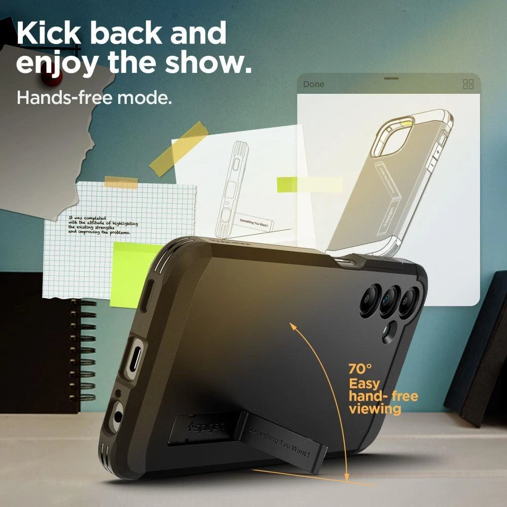 Spigen Tough Armor dėklas skirtas Samsung Galaxy A15 5G, spalva - Juoda