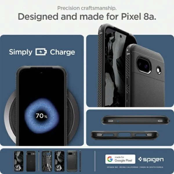 Spigen Rugged Armor – dėklas skirtas Google Pixel 8A Juodas