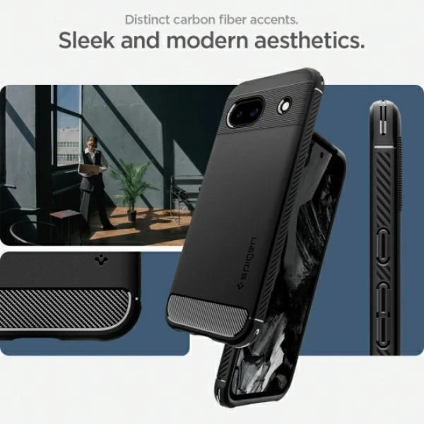 Spigen Rugged Armor – dėklas skirtas Google Pixel 8A Juodas