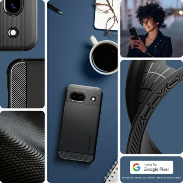 Spigen Rugged Armor – dėklas skirtas Google Pixel 8A Juodas