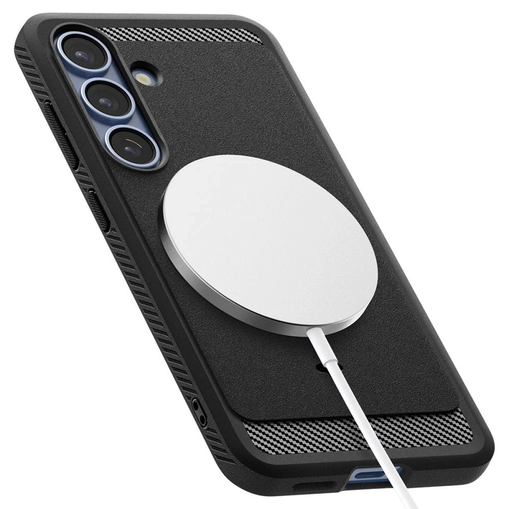 Dėklas Spigen Rugged Armor MagSafe, matinės juodos spalvos – Samsung Galaxy S25+