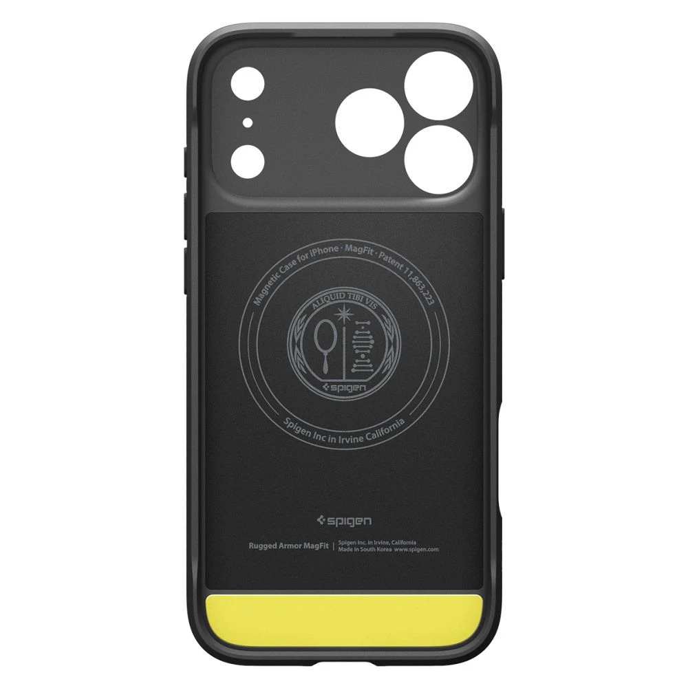 Spigen Rugged Armor Mag MagSafe dėklas skirtas iPhone 17 Pro – matinis juodos spalvos