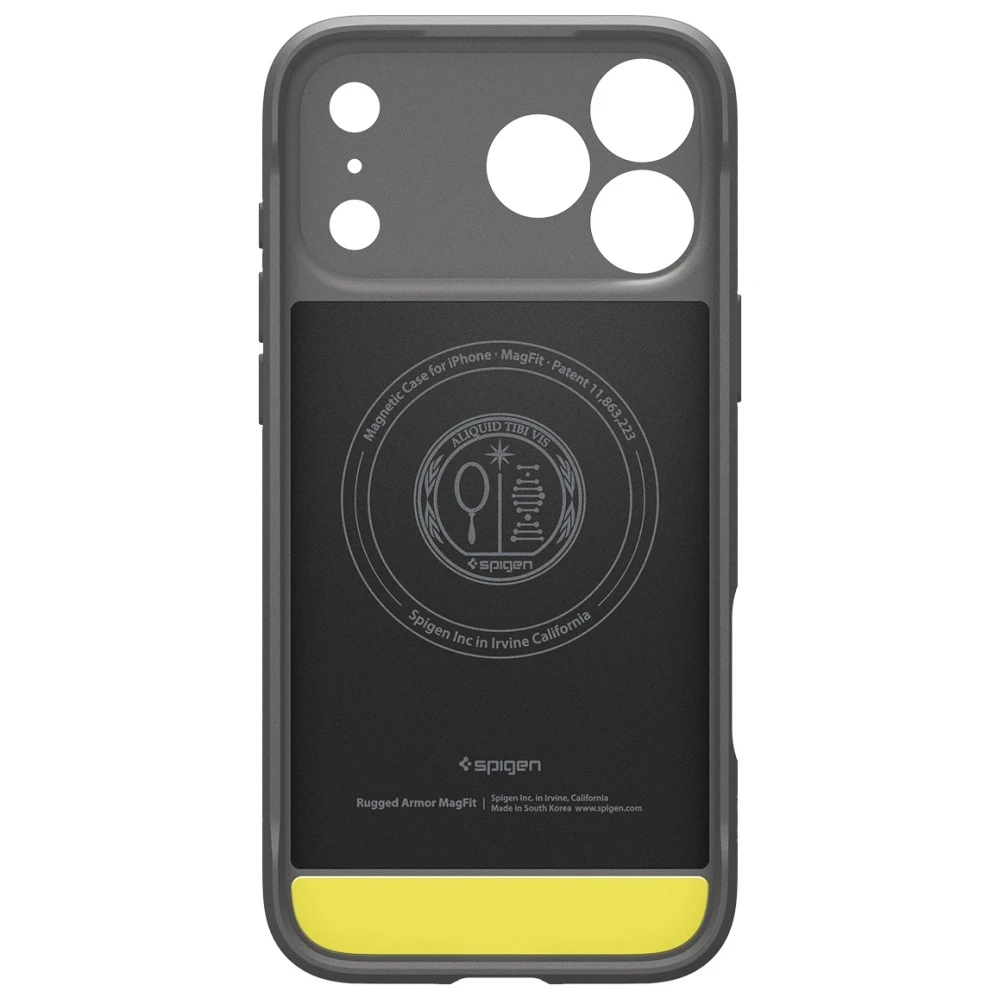 Spigen Rugged Armor Mag MagSafe dėklas skirtas iPhone 17 Pro – pilkos spalvos