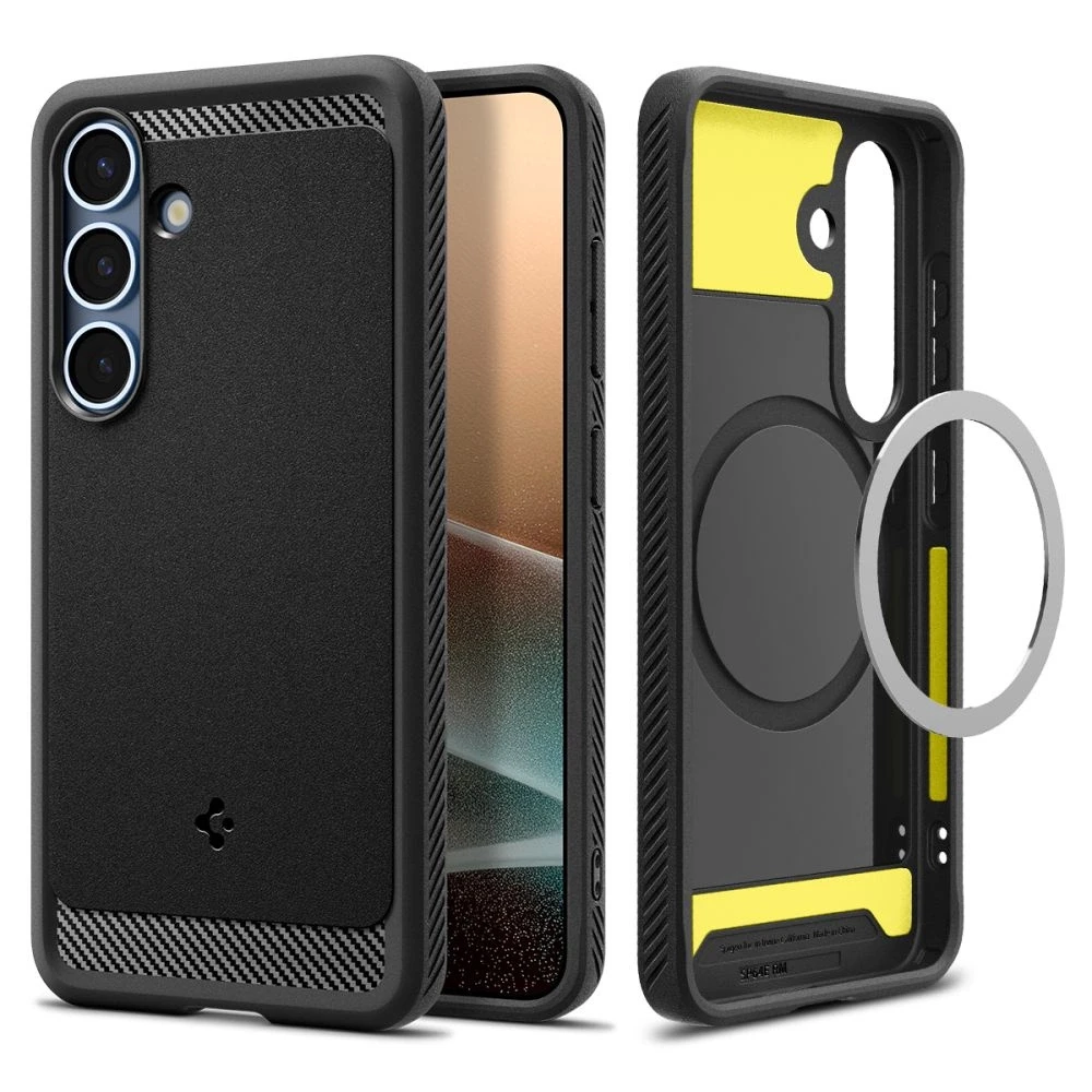 Dėklas Spigen Rugged Armor MagSafe, matinės juodos spalvos – Samsung Galaxy S25+