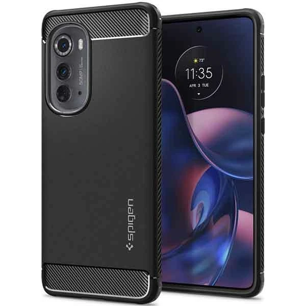 Dėklas Spigen Rugged Armor, juodas - Motorola Edge 2022