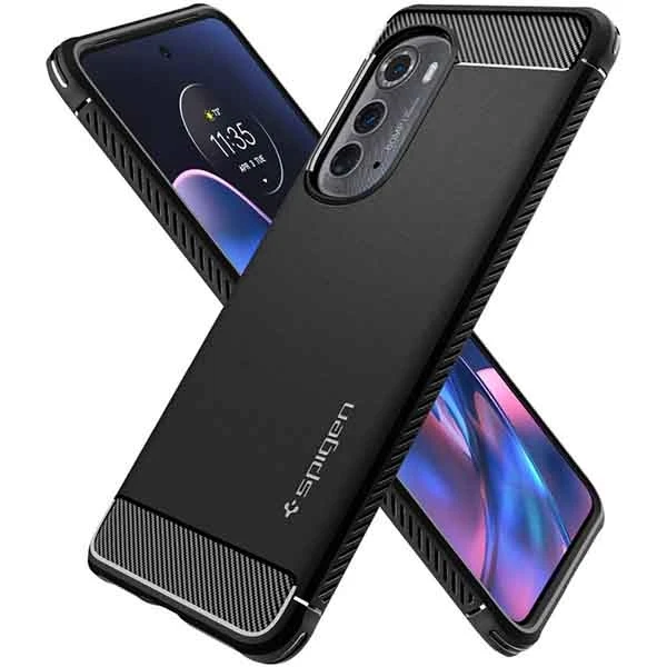 Dėklas Spigen Rugged Armor, juodas - Motorola Edge 2022