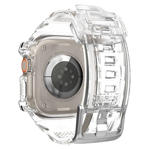 „Spigen Rugged Armor Pro“ dėklas – apyrankė su dėklu, skirta „Apple Watch Ultra“ 49 mm (skaidrus)