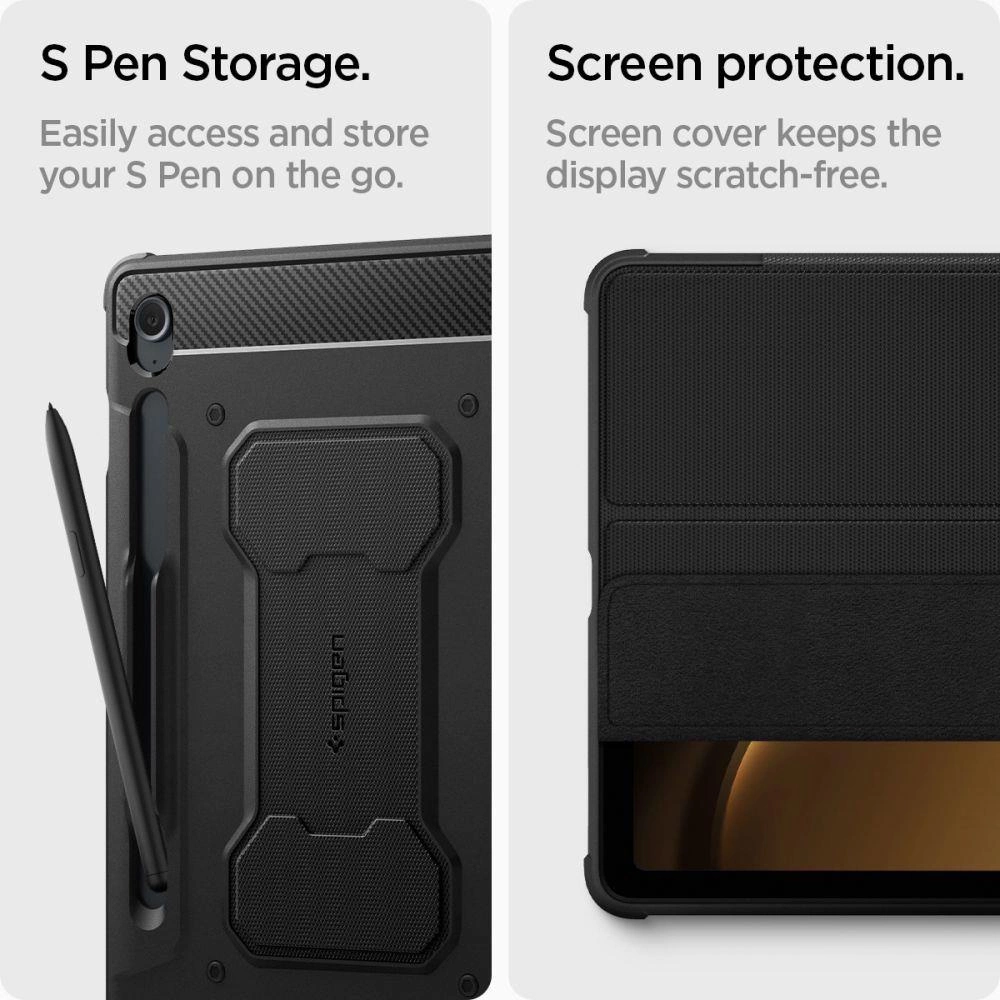 Spigen Rugged Armor Pro dėklas skirtas Samsung Galaxy Tab S9 FE 10.9'' X510 / X516B – juodos spalvos