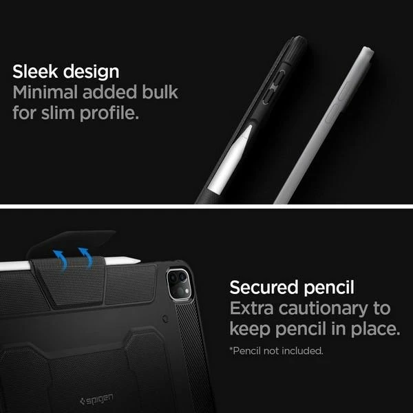 Planšetinio kompiuterio dėklas Spigen Rugged Armor Pro skirtas iPad Pro 11 2018/2020, juodas