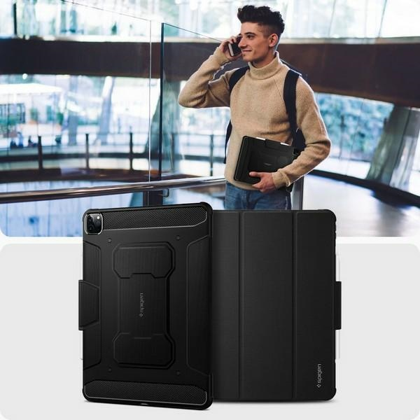 Spigen Rugged Armor Pro, juodos spalvos – Apple iPad Pro 12.9″ (2022/2021)