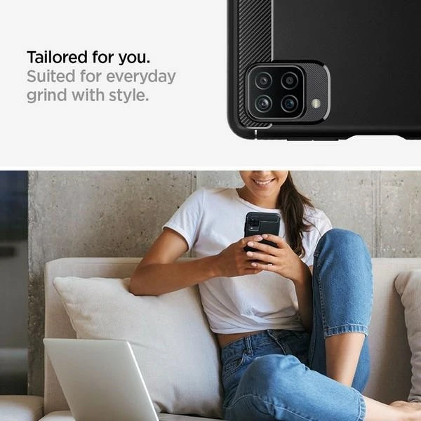 Dėklas SPIGEN RUGGED ARMOR GALAXY A12 MATTE Juodas