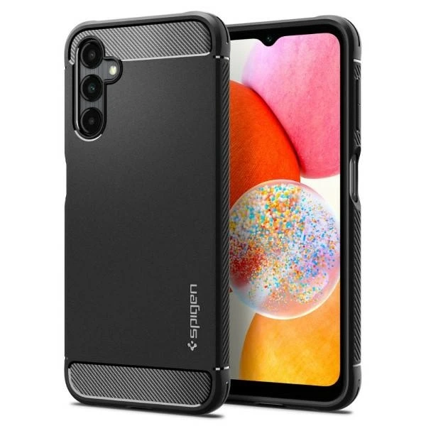 Spigen dėklas Rugged Armor, skirtas Samsung Galaxy A14 4G / LTE matinės juodos spalvos