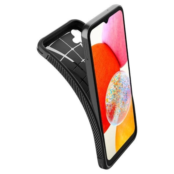 Spigen dėklas Rugged Armor, skirtas Samsung Galaxy A14 4G / LTE matinės juodos spalvos