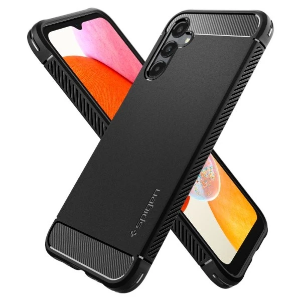 Spigen dėklas Rugged Armor, skirtas Samsung Galaxy A14 4G / LTE matinės juodos spalvos