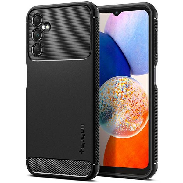 Dėklas Spigen Rugged Armor, juodas - Samsung Galaxy A14 5G