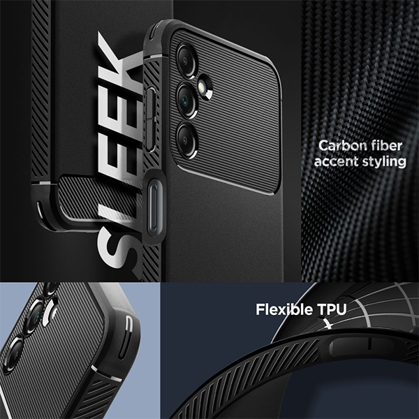 Dėklas Spigen Rugged Armor, juodas - Samsung Galaxy A14 5G