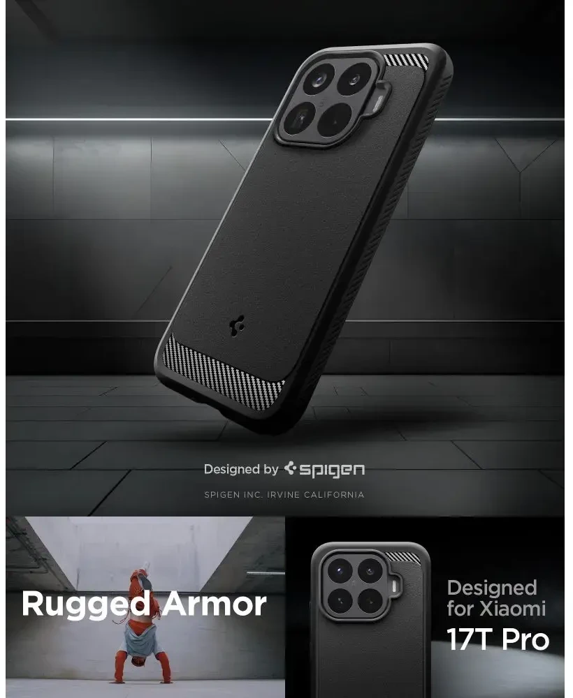 Dėklas SPIGEN RUGGED ARMOR XIAOMI 17T PRO MATTE Juodas
