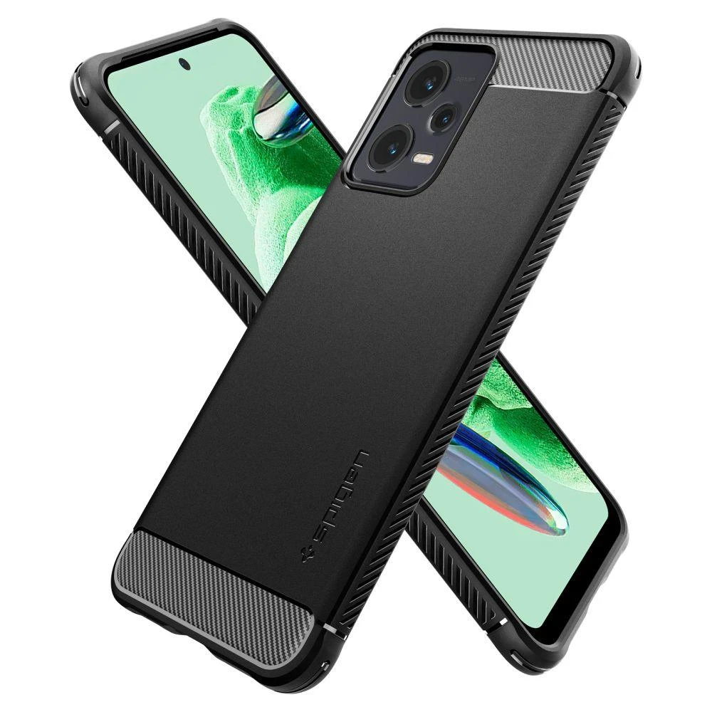 Dėklas Spigen Rugged Armor, juodas - Xiaomi Redmi Note 12 5G/ POCO X5 5G