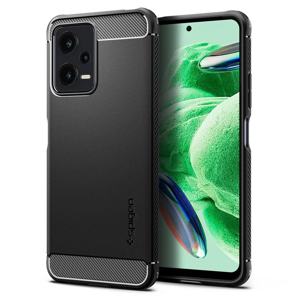 Dėklas Spigen Rugged Armor, juodas - Xiaomi Redmi Note 12 5G/ POCO X5 5G