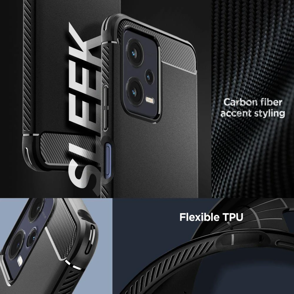 Dėklas Spigen Rugged Armor, juodas - Xiaomi Redmi Note 12 5G/ POCO X5 5G