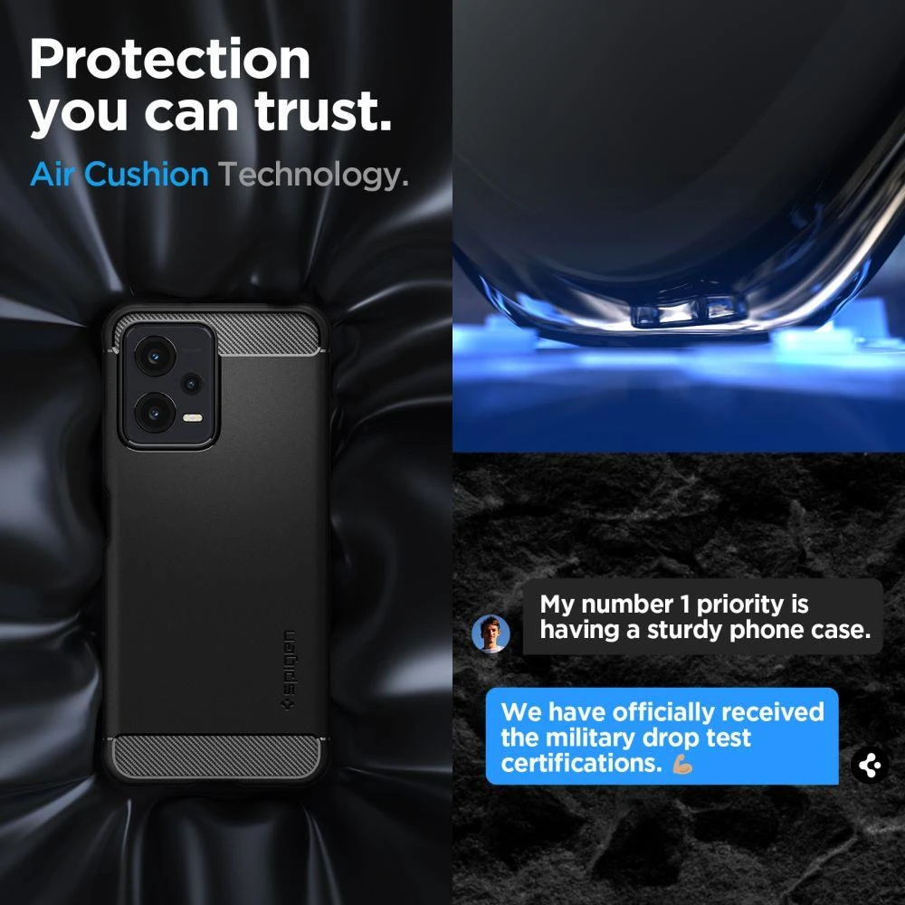 Dėklas Spigen Rugged Armor, juodas - Xiaomi Redmi Note 12 5G/ POCO X5 5G
