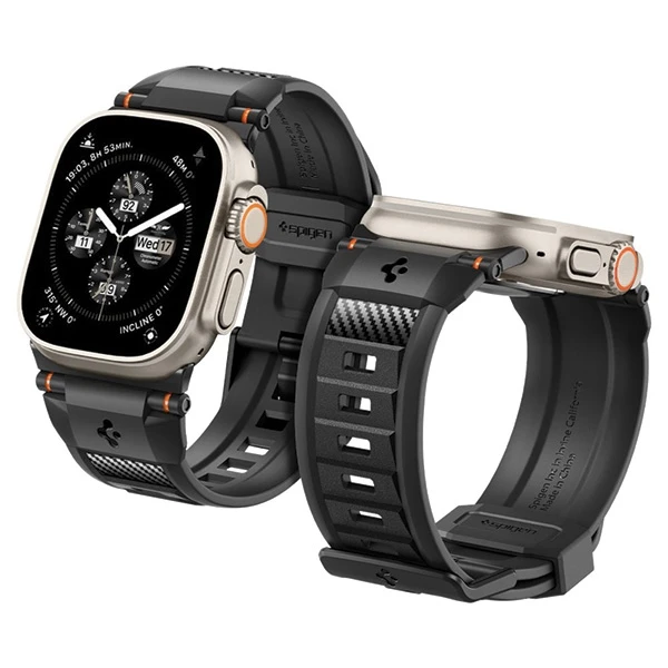 Dėklas Spigen Rugged Ultra apyrankė, matinės juodos spalvos – Apple Watch 49mm/46mm/45mm/44mm/42mm