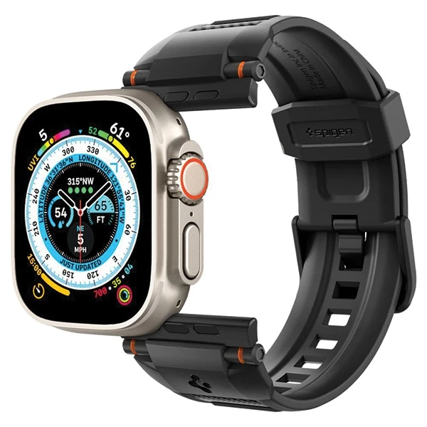 Dėklas Spigen Rugged Ultra apyrankė, matinės juodos spalvos – Apple Watch 49mm/46mm/45mm/44mm/42mm