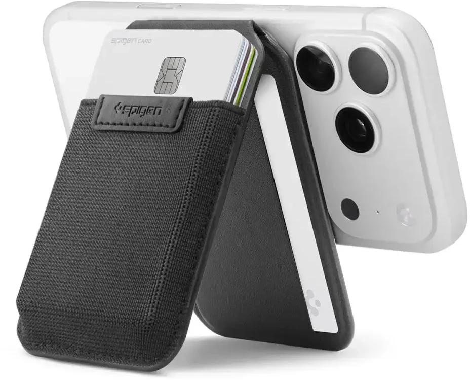 Dėklas SPIGEN S314-4 SLIM FOLD TRIPOD WALLET MAGSAFE Juodas
