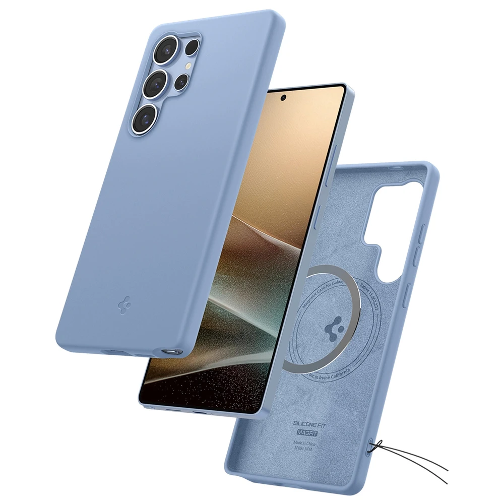 Spigen Silicone Fit Mag Samsung Galaxy S25 Ultra – dėklas telefonui mėlynos spalvos