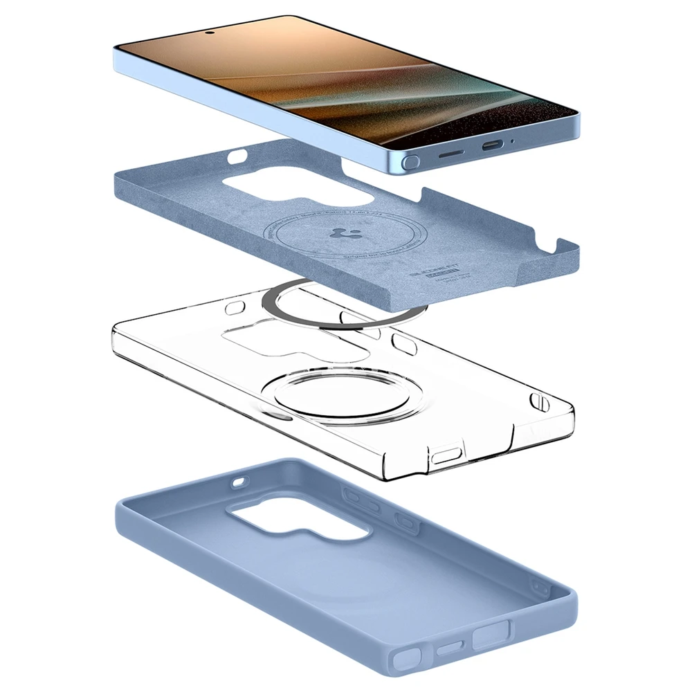 Spigen Silicone Fit Mag Samsung Galaxy S25 Ultra – dėklas telefonui mėlynos spalvos
