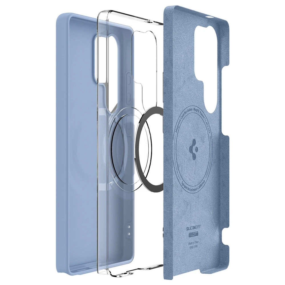 Spigen Silicone Fit Mag Samsung Galaxy S25 Ultra – dėklas telefonui mėlynos spalvos