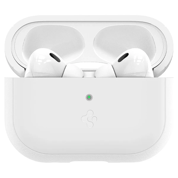 Spigen Silikoninis dėklas Silicone Fit baltas + pilkas dirželis - AirPods Pro (2-os kartos)