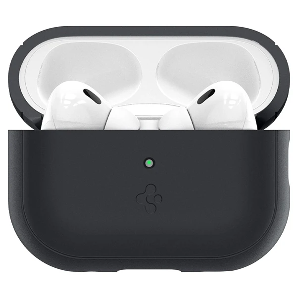 Spigen silikoninis dėklas Silicone Fit juodas + dirželis Phantom Žalias – AirPods Pro (2-os kartos)