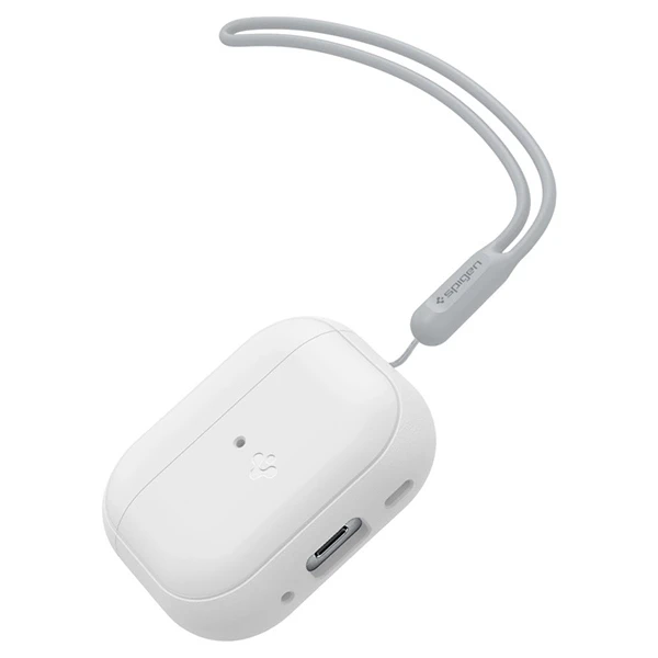 Spigen Silikoninis dėklas Silicone Fit baltas + pilkas dirželis - AirPods Pro (2-os kartos)