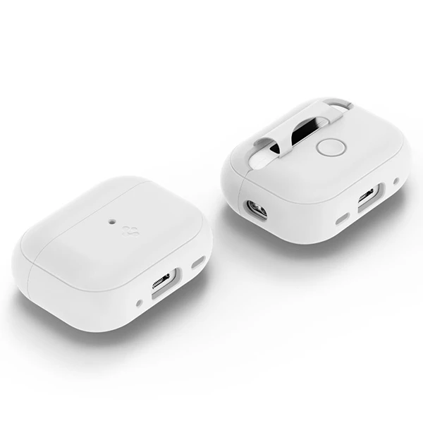 Spigen Silikoninis dėklas Silicone Fit baltas + pilkas dirželis - AirPods Pro (2-os kartos)
