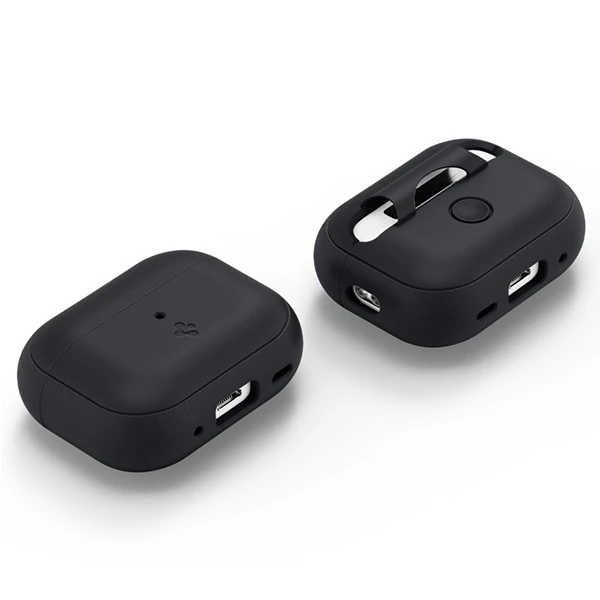 Spigen silikoninis dėklas Silicone Fit juodas + dirželis Phantom Žalias – AirPods Pro (2-os kartos)
