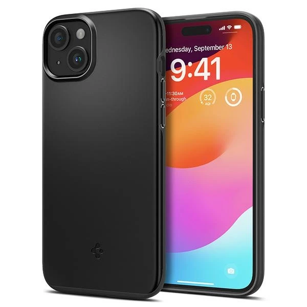 Spigen Thin Fit dėklas skirtas Apple iPhone 15 Plus,  spalva - Juoda aprašymas - Prekės nuotrauka