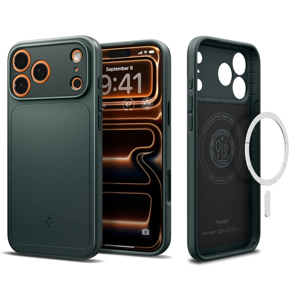 Spigen Thin Fit MagSafe dėklas skirtas Apple iPhone 17 Pro Max – žalios spalvos