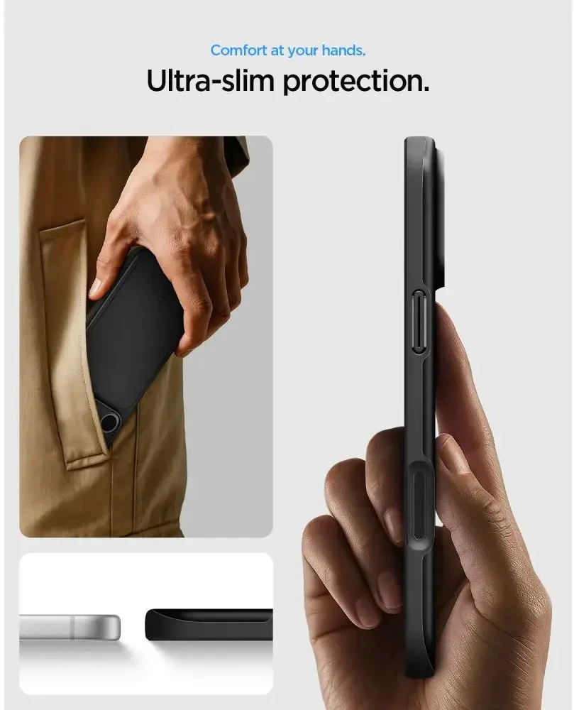 Dėklas Spigen Thin Fit MagSafe iPhone 17 Pro Max / 18 Pro Max juodos spalvos