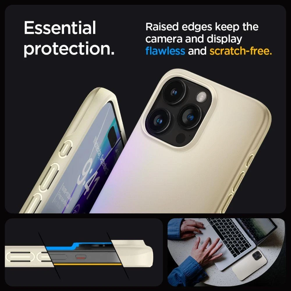 Spigen Thin Fit dėklas skirtas Apple iPhone 15 Pro,  spalva - Mute Beige