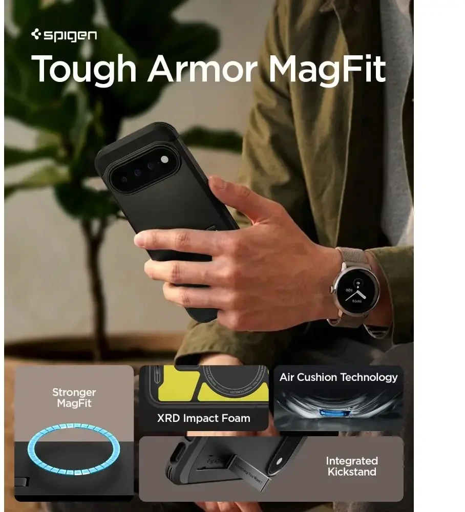 Dėklas SPIGEN TOUGH ARMOR MAG MAGSAFE GOOGLE PIXEL 11 PRO XL Juodas