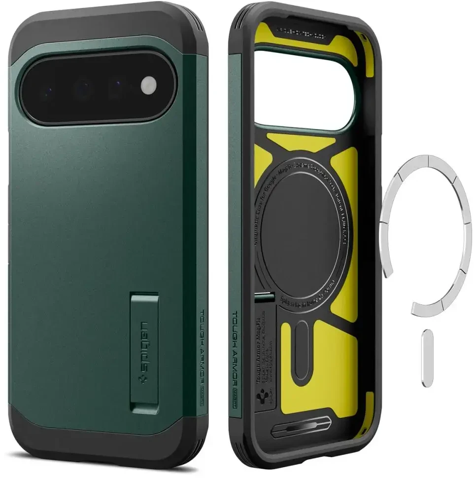 Dėklas SPIGEN TOUGH ARMOR MAG MAGSAFE GOOGLE PIXEL 11 ABYSS Žalias