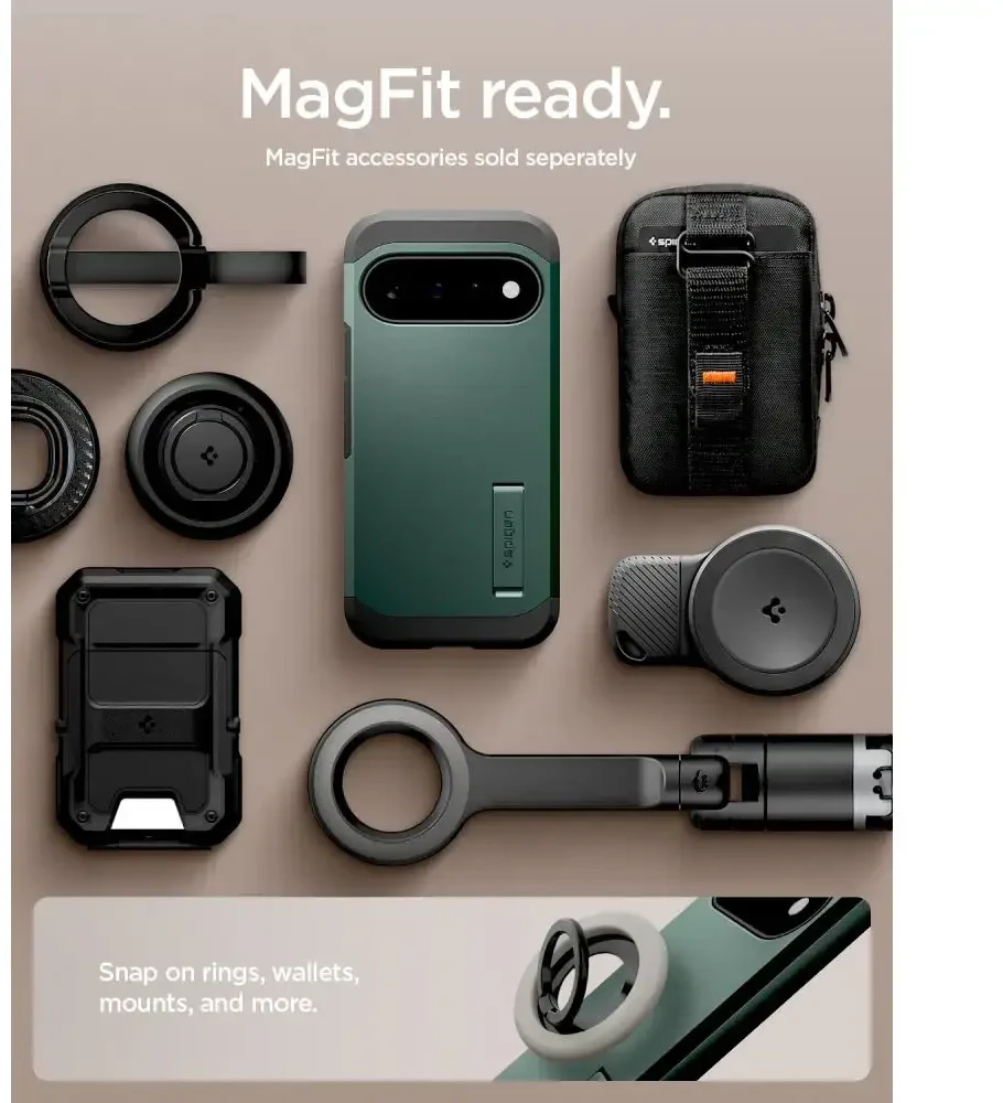 Dėklas SPIGEN TOUGH ARMOR MAG MAGSAFE GOOGLE PIXEL 11 ABYSS Žalias