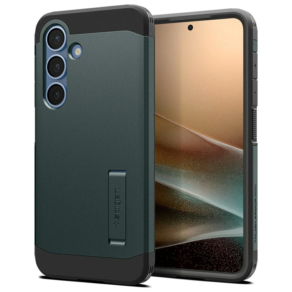 Spigen Tough Armor MagSafe dėklas skirtas Samsung Galaxy S25 – žalios spalvos