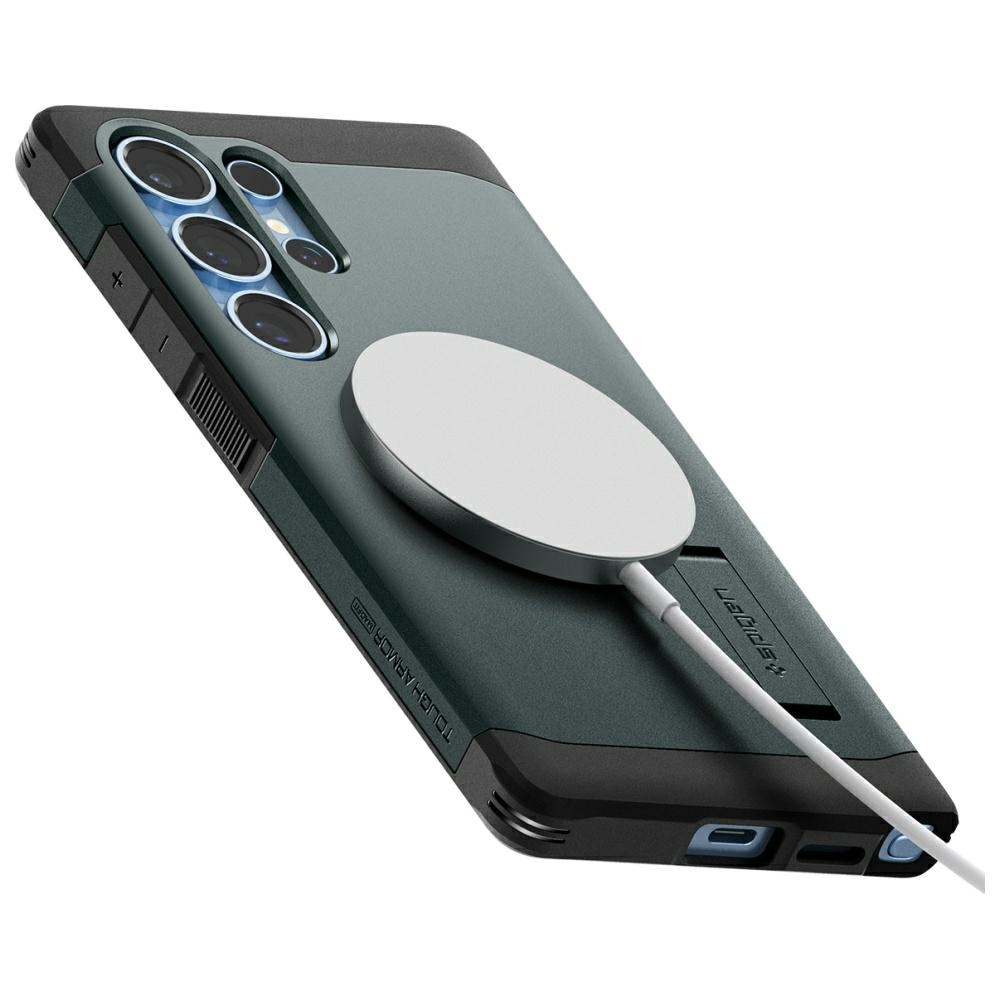 Spigen Tough Armor MagSafe - dėklas skirtas Samsung Galaxy S25 Ultra Abyss Žalias