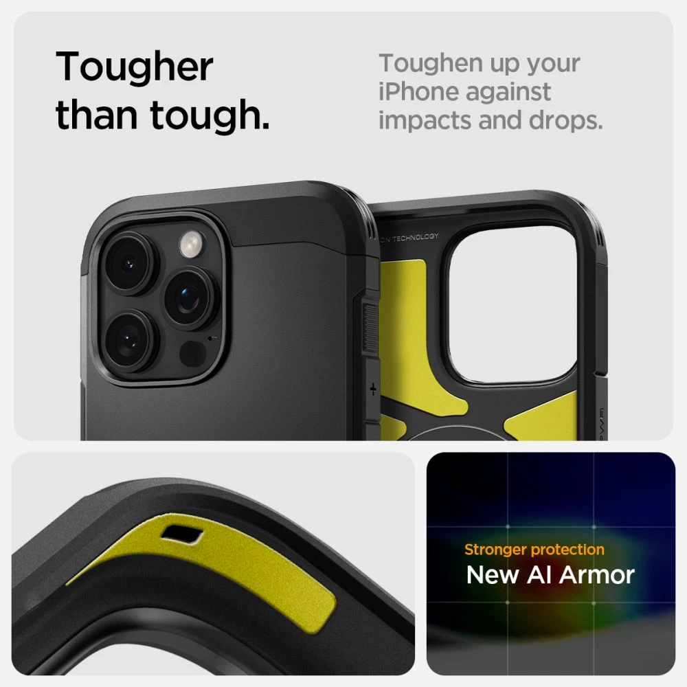 Apple iPhone 16 Pro Spigen Tough Armor „T” Mag MagSafe dėklas telefonui juodos spalvos