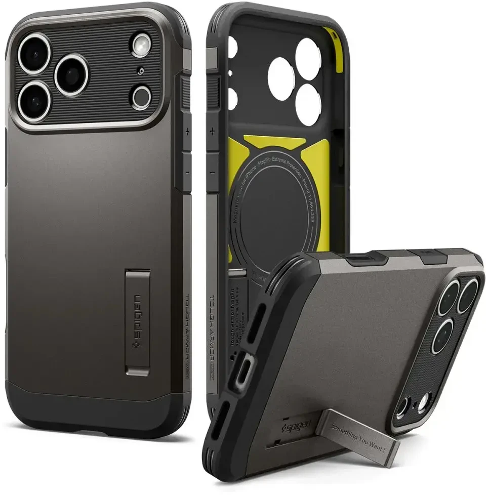 Dėklas SPIGEN case TOUGH ARMOR T compatible with MagSafe for IPHONE 18 Pro Max / 17 Pro Max gunmetal
