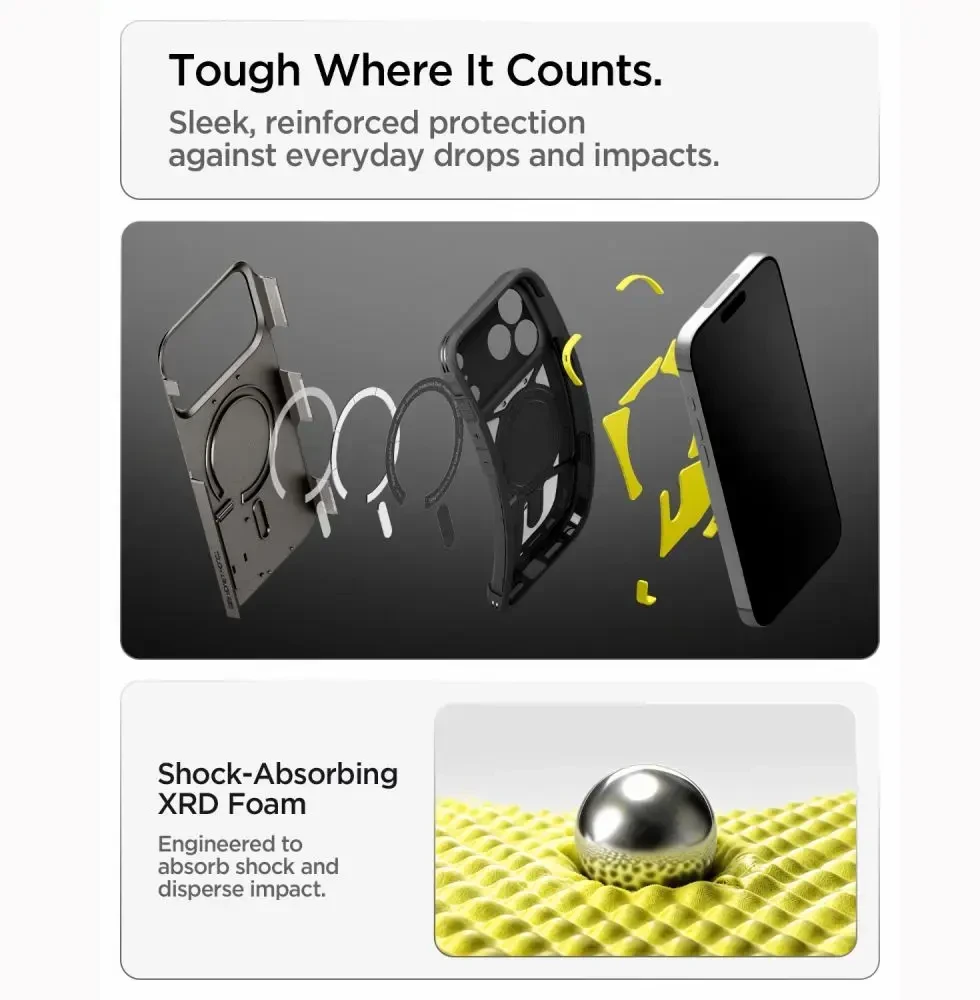 Dėklas SPIGEN case TOUGH ARMOR T compatible with MagSafe for IPHONE 18 Pro Max / 17 Pro Max gunmetal