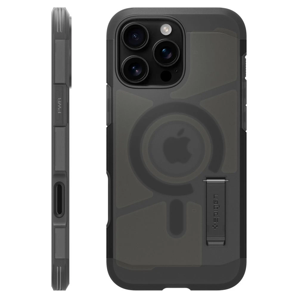 „Spigen Tough Armor“ „T“ MagSafe iPhone 16 Pro Max apsauginis dėklas, juodas