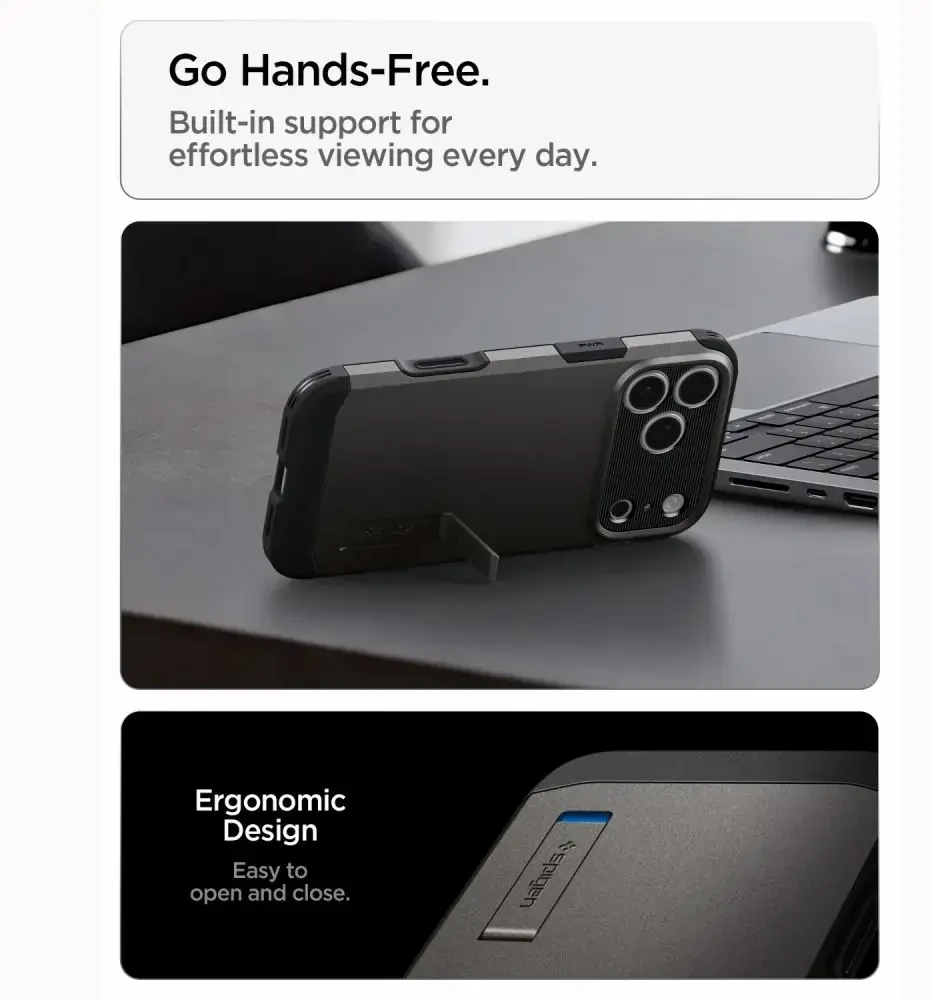 Dėklas SPIGEN case TOUGH ARMOR T compatible with MagSafe for IPHONE 18 Pro Max / 17 Pro Max gunmetal